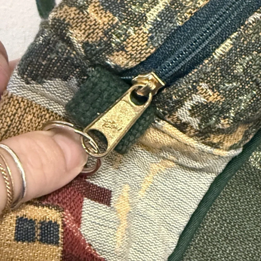 Vintage Toby Weston Golf Themed Tapestry Overnight Travel Satchel & Garment Bag